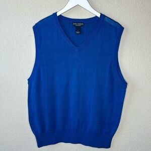 Daniel Cremieux Collection‎ 100% Cotton Cobalt Blue Knit Sweater Vest Size Large